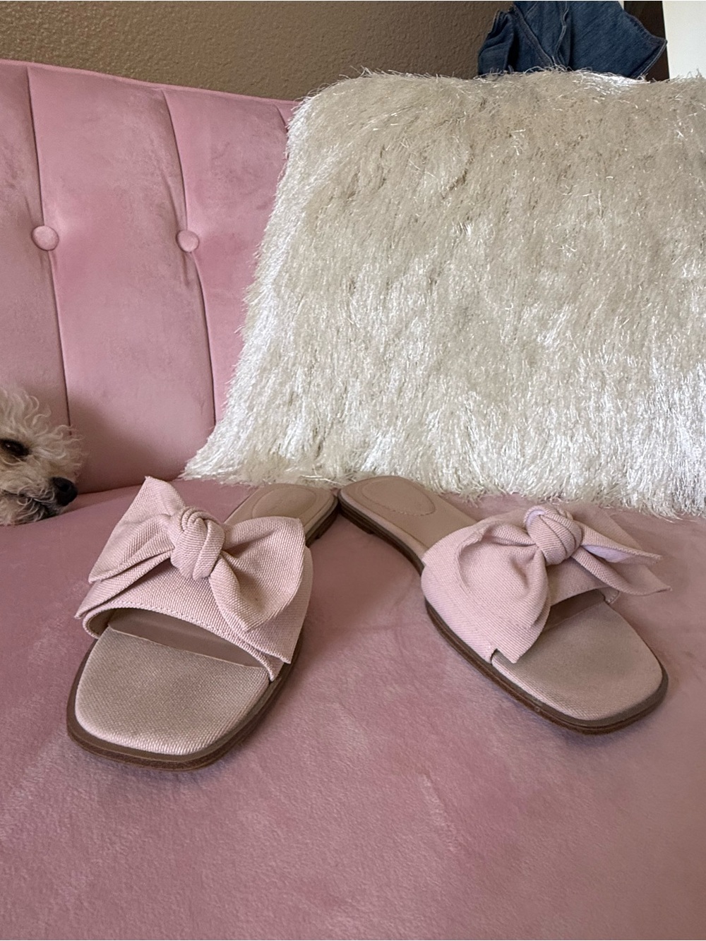 BANDOLINO Lot of 3 Women’s Slide Sandals Size 7.5 Linen Fabric Pink Black Green